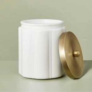 Hearth & Hand™ with Magnolia Small Brass Finish Milk Glass Bath Canister w/Lid
